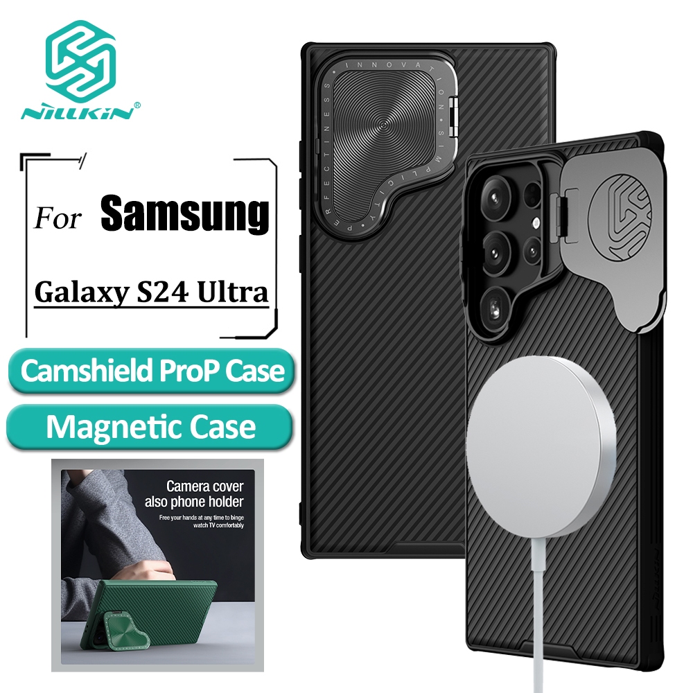 Nillkin CamShield ProP Capa Magnética Para Telefone Samsung Galaxy S24 Ultra Case Suporte Flip Câmera PC Rígido + TPU Tr em Oferta na Shopee