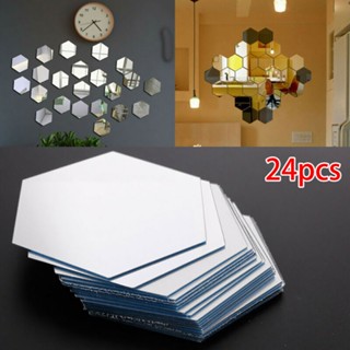 24 Adesivos PCS Espelhos Hexagonais Decorativos Em Mosaico