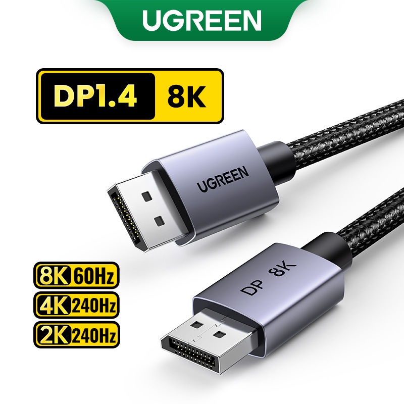 UGREEN DisplayPort 1.4 Cabo 8K 60Hz 4K 240Hz Alta Velocidade 80Gbps Suporte A HDR Para Câmera TV PC Portátil Vídeo