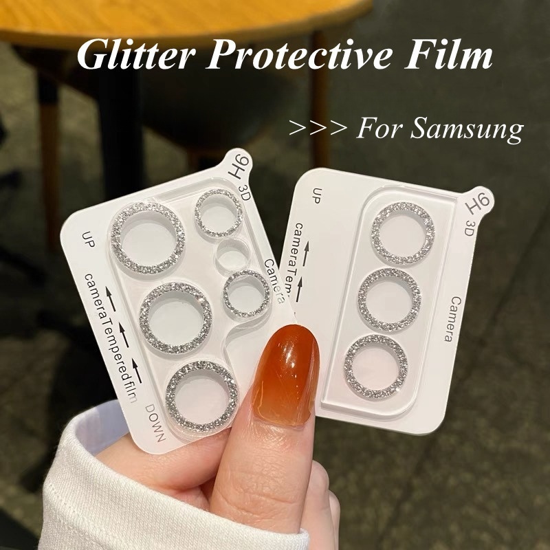 Para Samsung Galaxy S26 S25 Ultra S24 S23 S22 Plus FE S23FE Lente Da Câmera Glitter Filme Protetor De Vidro Temperado