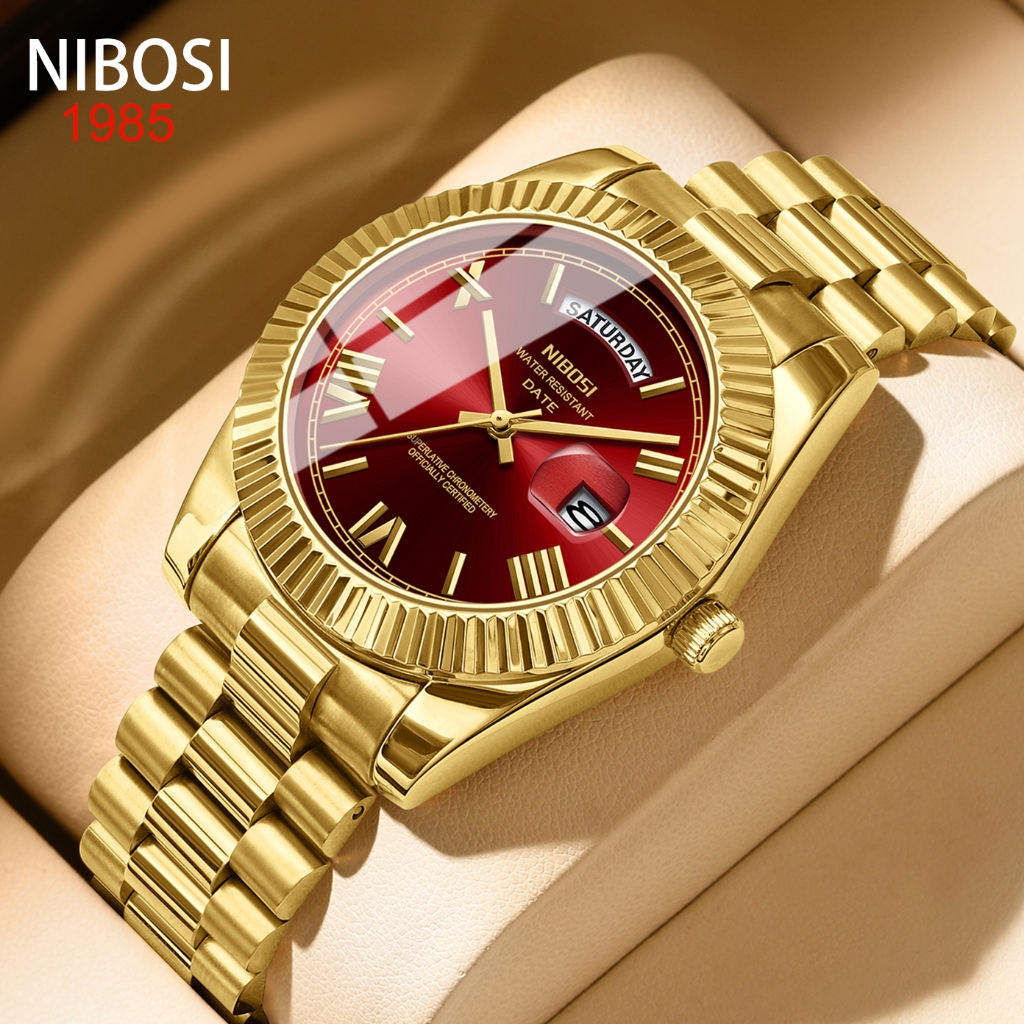 O Novo Calendário Da Nibosi Semana Exibe Ouro Relógio Masculino Moda Empresarial em Oferta na Shopee