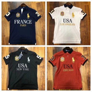 RL Camisa Pólo De Lapela De Manga Curta 5XL Tamanho Cavalo Grande Para Homens Esportiva De Algodão Bordada High end city series tops