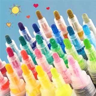 MOLANDOGO 36 Cores Conjunto De Marcador De Desenho Canetas De Pintura Acrílica De Cabeça Dupla Pincel Duplo Para Caligráfica De Material De Arte Grafite B8F7