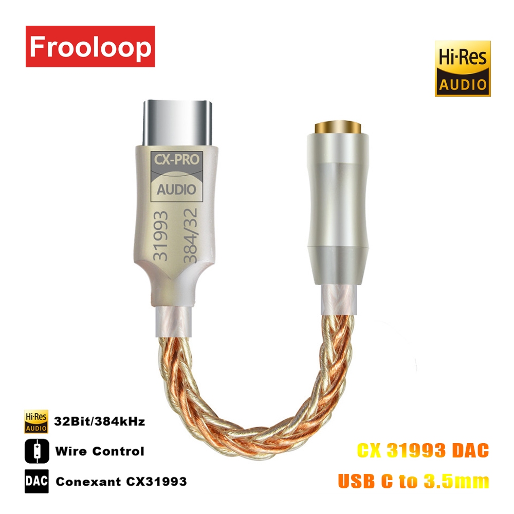 CX31993 Adaptador De Jack HiFi DAC USB C Para 3,5mm 32Bit 384kHz Tipo Conversor De Áudio AUX em Oferta na Shopee
