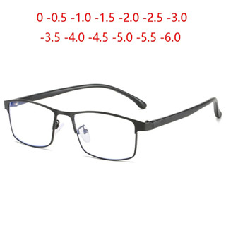 Moldura Completa Blue Light Blocking Square Prescrição Spectacle Mulheres Homens Metal Menos Lente okulary korekcyjne 0-0.5-1.0 Para-6.0