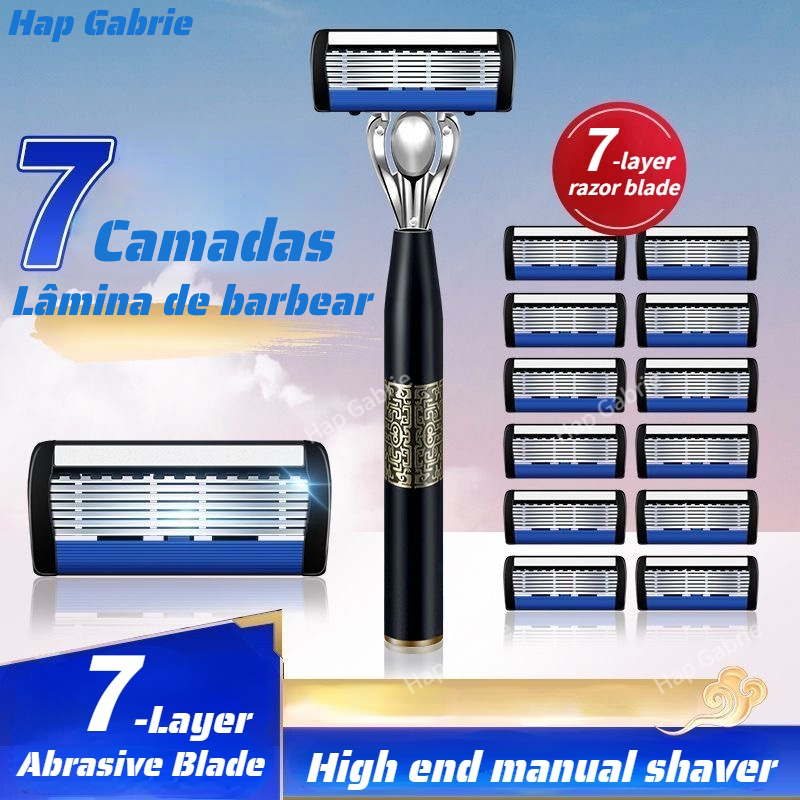 Lâminas De Barbear De 7 Camadas/Navalha de segurança dos homens/cortador de precisão com tira de lubrificação/lâmina de aço inoxidável dos homens/Lâminas de Substituição/Suprimentos de Barbear Para Homens E Mulheres