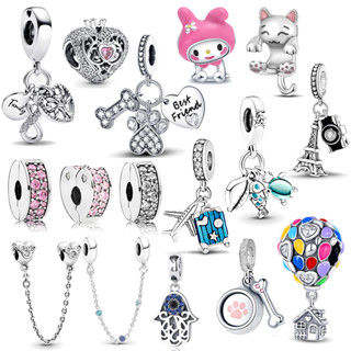 Berloque Pingente Charme P Encantos Plated 925 Contas de Prata Esterlina Ajustar Pulseira Bracelete Charme Bracelete