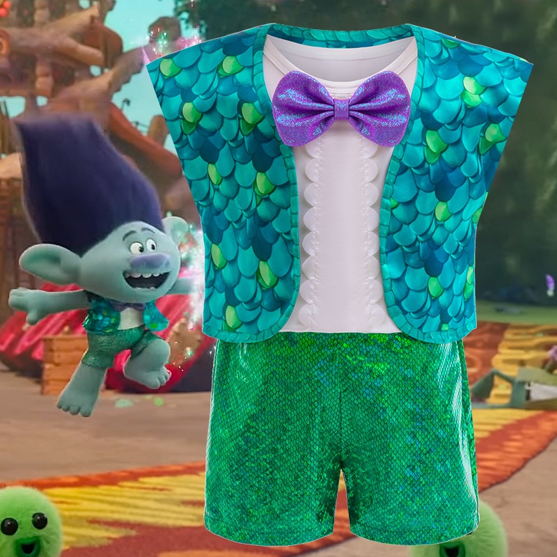 Roupas Para Meninos Trolls World Tour Branch Cosplay Conjunto Três Peças A Festa De Carnaval performance Palco Halloween
