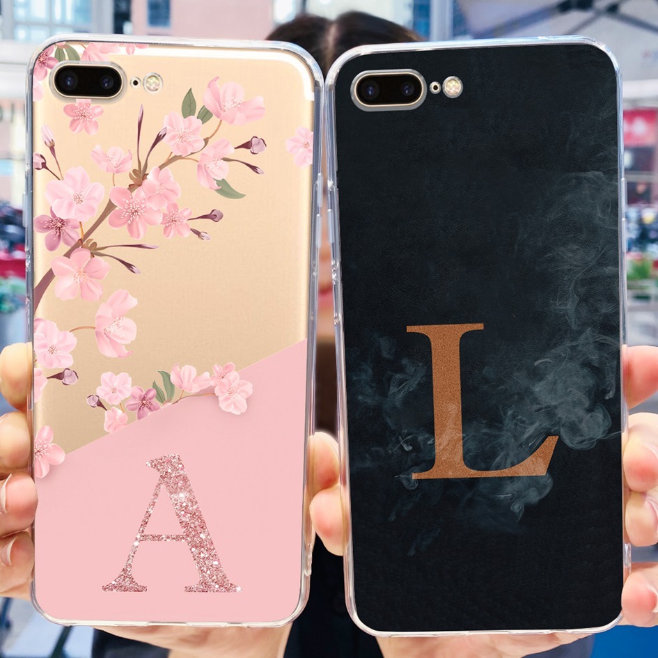 Para iPhone 7 Plus Capa 8 Transparente De Silicone Macia Cartas De Moda TPU iPhone7 Bumper
