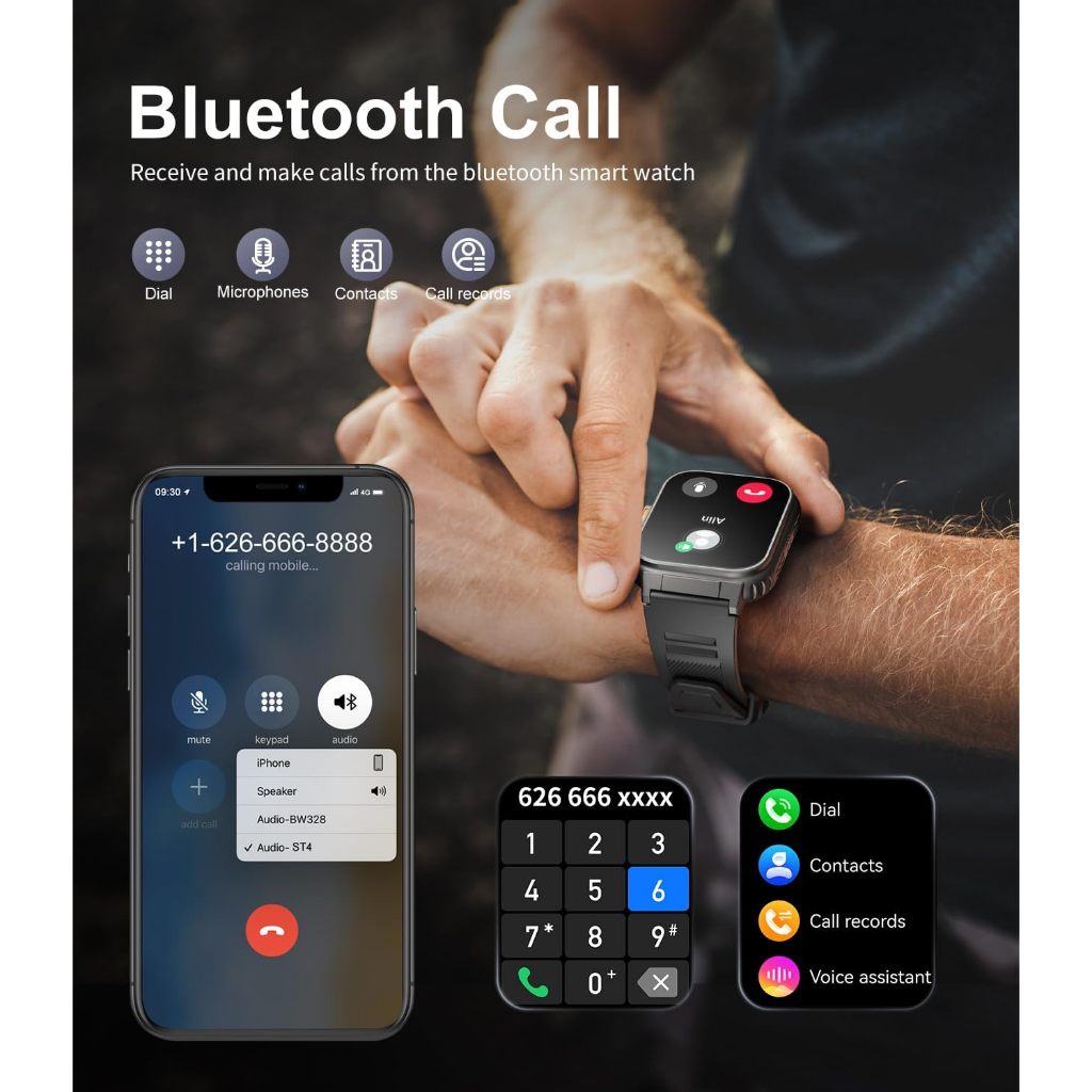 Detalhes do Relógio inteligente LIGE masculino 1,96 polegadas Full Touch 600mAh Bateria Esporte À prova d'água Suporte de fitness Gravação Conectar música Smartwatch