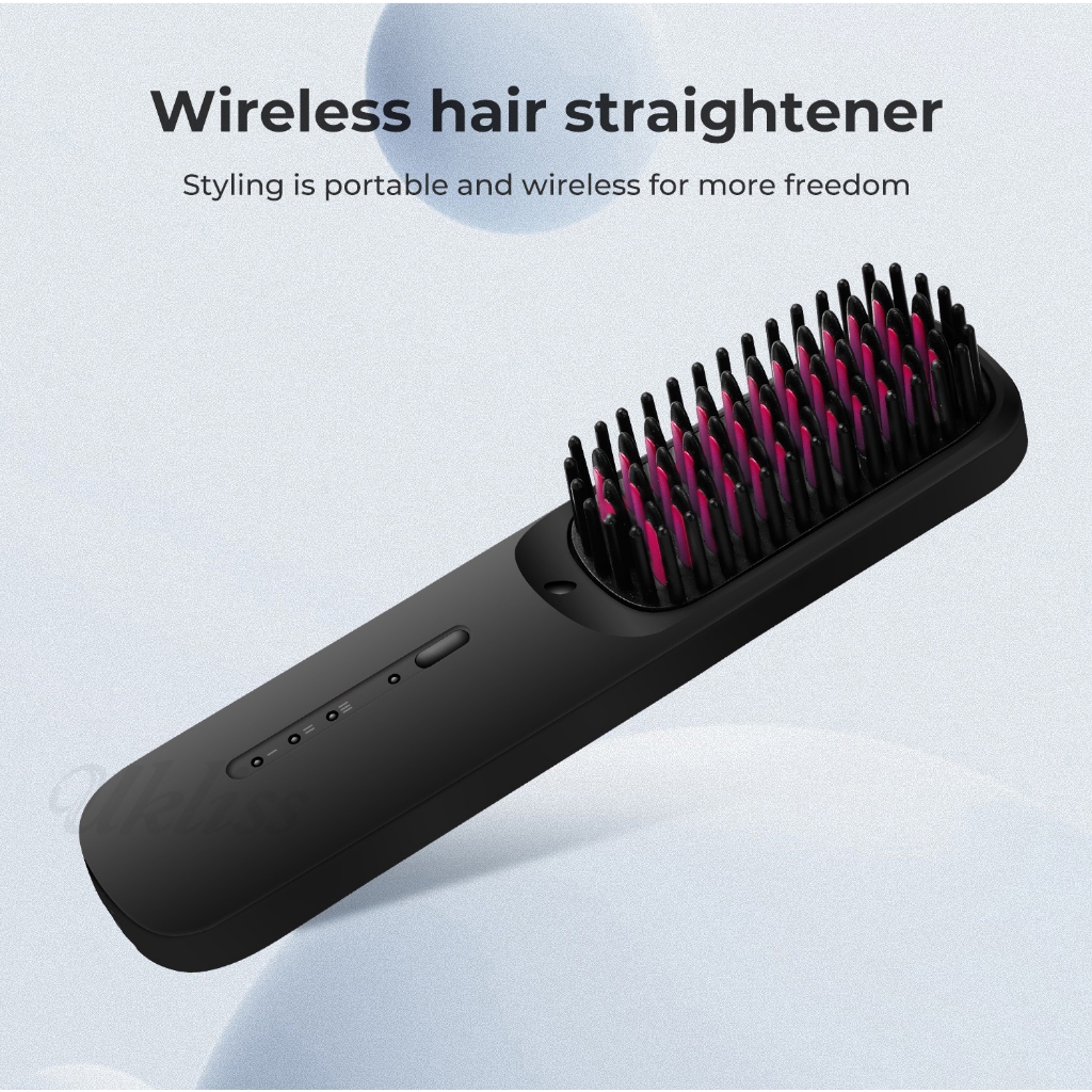 UKLISS Escova De Cabelo Portátil Sem Fio Escova Secadora E Alisadora Íons Negativos USB Chapinha Mini