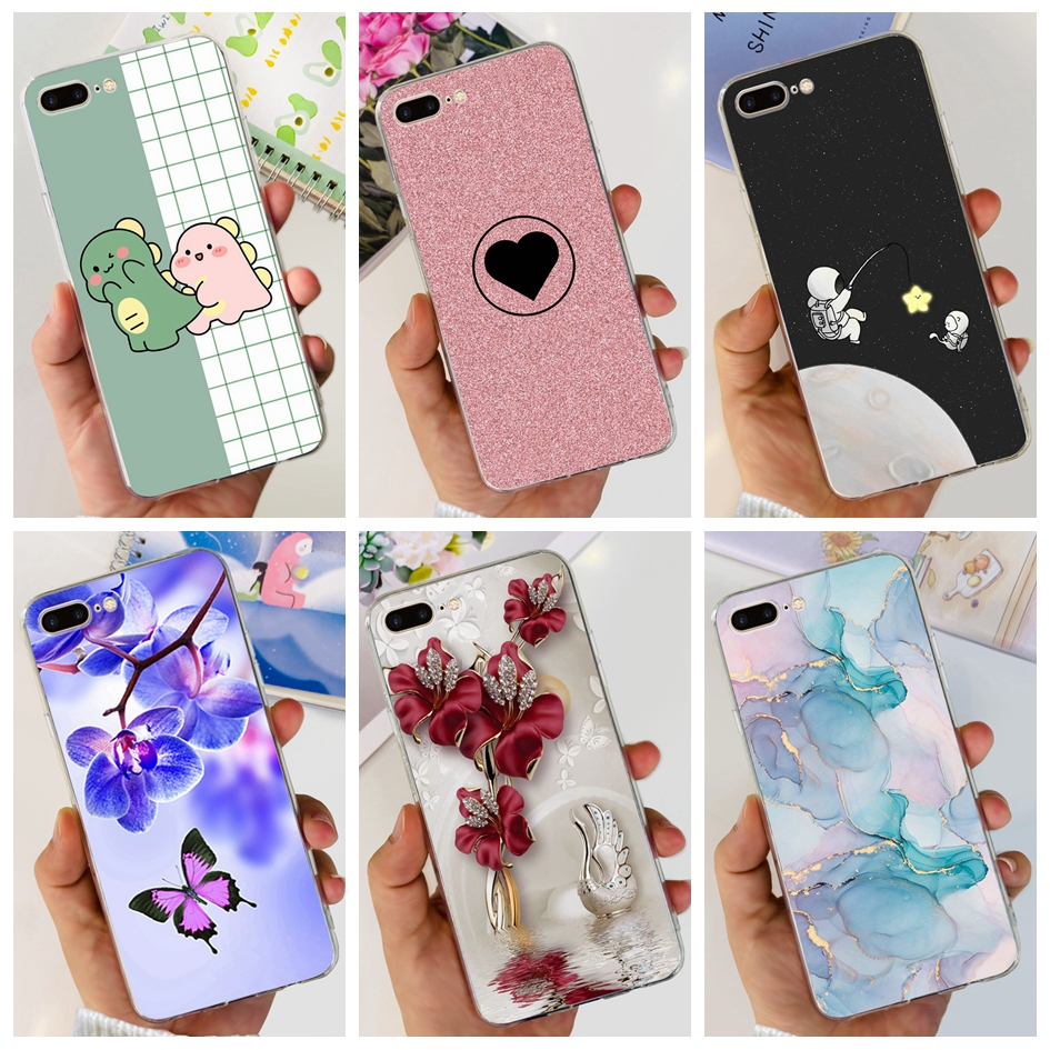 Para O iPhone 7 Plus/8 Estojo Novo Design Moda Mármore Flor De Capa Traseira Em Silicone Macio 7Plus 8Plus
