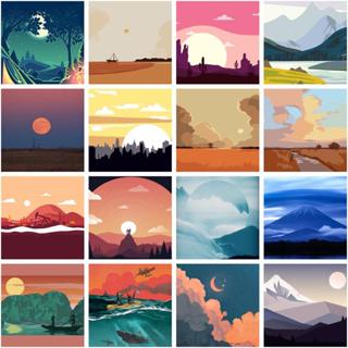 RUOPOTY 20x20cm Tinta Por Números Com Moldura Linda Cenário natural Pintura Decoração De Sala De Estar em Oferta na Shopee