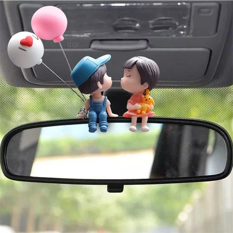 Bonito dos desenhos animados casais decoração do carro acessórios estatuetas românticas balão ornamento auto interior