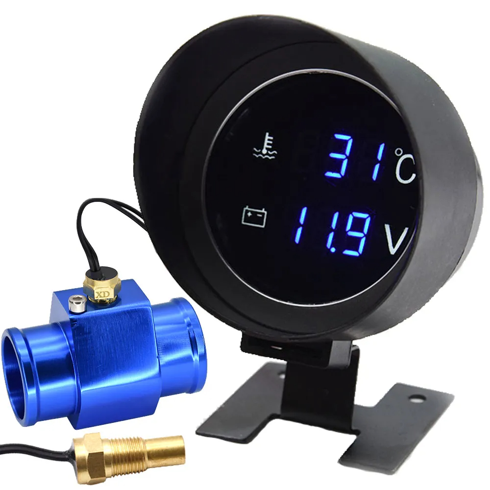 Medidor De Temperatura De Água/Voltagem Para Automóveis 28/34MM Adaptador 10MM Sensor NPT 1/8-10 ~ 110 Celsius 12V 24V