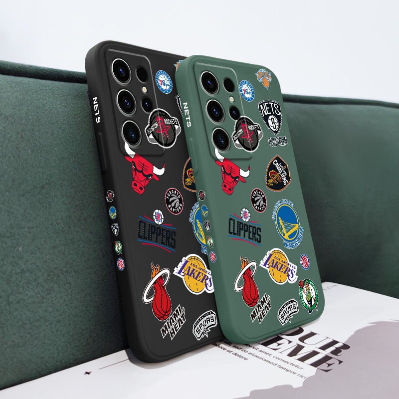 Capa De Telefone De Batalha De Basquete Para Samsung Galaxy S25 S24 Ultra Plus FE Silicone Líquido Com Padrão Lateral - detalhe