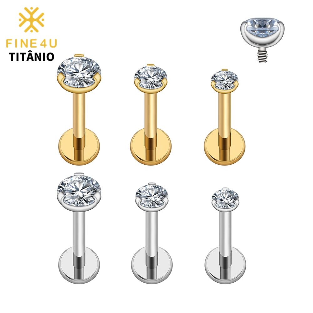 FINE4U Piercing Titânio 2.5/3/4mm Ponto De Luz Helix Tragus Conch Boca-Medusa 1Pcs em Oferta na Shopee