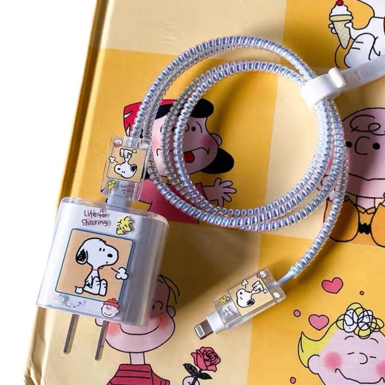 Protetor De Bobinador De Cabo Transparente Para IPhone 18W 20W Cobertura Do Carregador Caixa De Carregamento Rápido De D