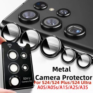 Protetor De Anel De Lente De Câmera Para Samsung Galaxy S24 Plus S24 Ultra A05 A05s A15 A25 A35 5G Tampa De Vidro Temperado De Alumínio Metálico