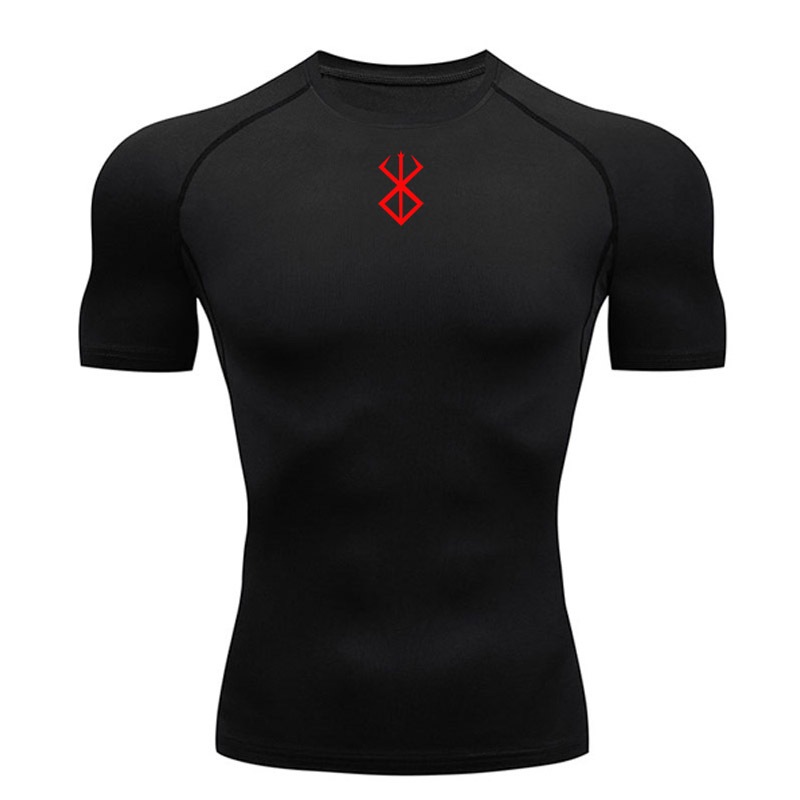 Berserk Camiseta Masculina De Compressão Manga Curta Camisa Preta Roupas Esportivas Ginásio Crossfit Musculação Secagem