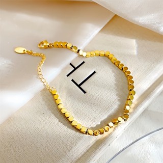 Pulseira Pequena Quadrada de Aço Titânio Pulseira de Moda Simples Eletrodeposição de Ouro 18k High-End Non-Fade