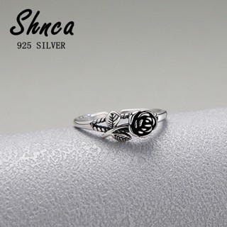 Venda a Quente Retro 925 Sterling Silver Thai Silver Flower Rose Fêmea Anel Aberto XR249