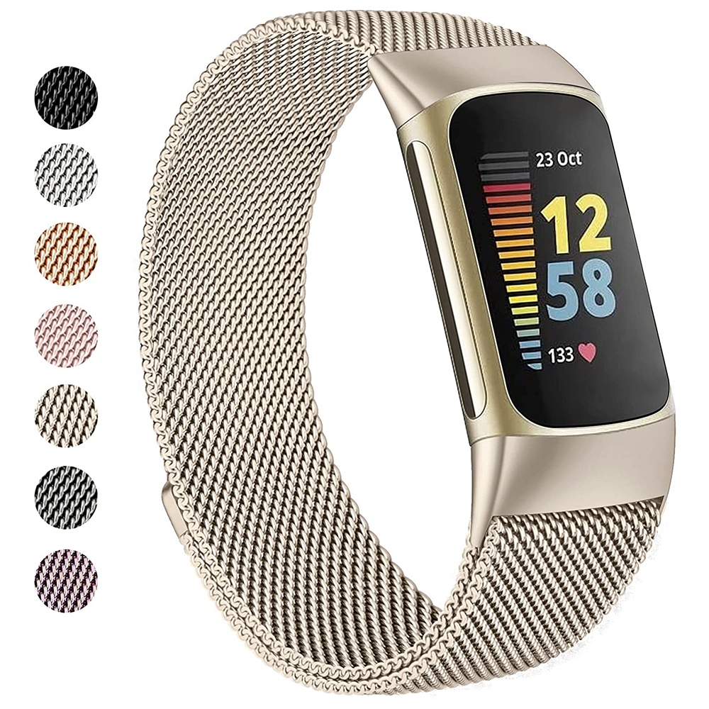 Faixas Metálicas Compatíveis Com Fitbit Charge 5/6 , Mulher Homem Pulseira Magnética Ajustável De Substituição De Aço Inoxidável Para Smart Watch