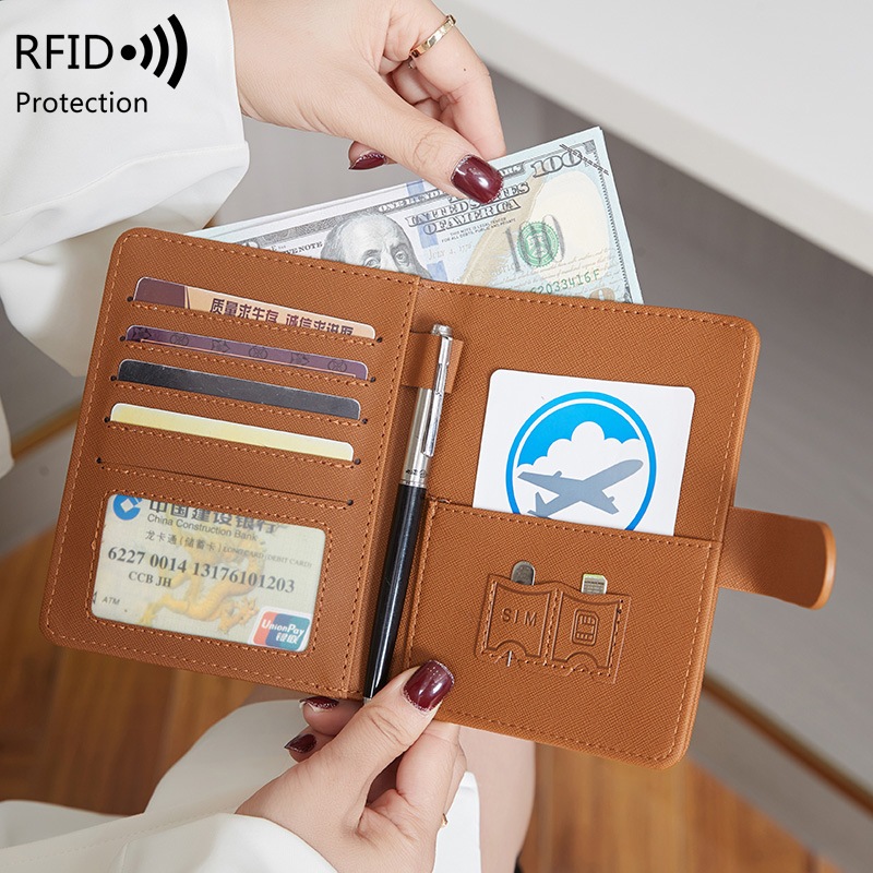 Porta-Passaporte De Viagem Portátil Ultra-Fino RFID Minimalista Multifuncional Cartões De Crédito