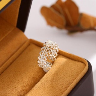 925 Anel de Prata Esterlina Anel de Renda Anel de Renda Feminino ins Fairy Style Sweet Temperamento Simples Coração Oco Flor Aberto Anel CR020 em Oferta na Shopee