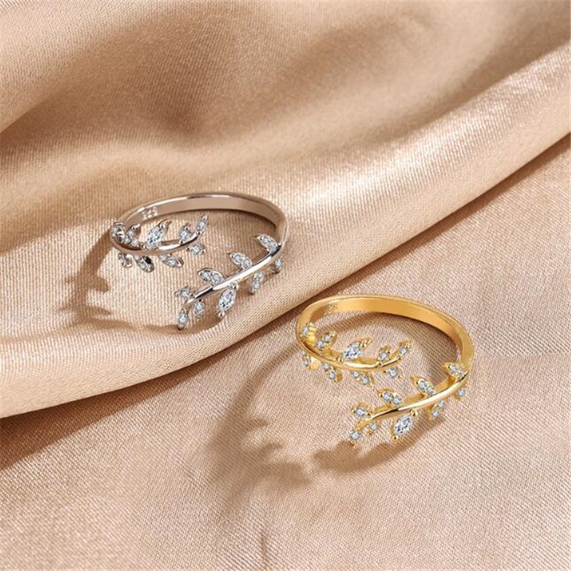 Anel Feminino Aberto Estilo Fashionable Unique 925 Sterling Silver Ring Pequeno Anel de Folha de Diamante Fresco Aberto Anel Feminino Estilo Fashionable Cool Style Simples Ajustável Jóias de Mão CR126 em Oferta na Shopee