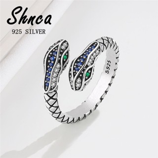 Retro Punk 925 Sterling Silver Cobra de duas pontas de prata Zircon Fêmea Anel Aberto LR289 em Oferta na Shopee