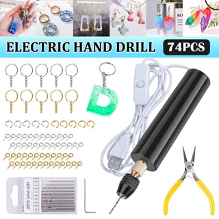 Kit Mini Furadeira Broca Elétrica De Resina USB Mini Manual Portátil Kit De Fabricação De Chaveiros Para Jóias De Resina Epóxi Pérola Fazendo Bricolagem Furadeira elétrica artesanato Biscuit+acessórios em Oferta na Shopee