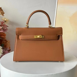 Saco de Couro Genuíno de Segunda Geração Kelly Bag Palm Pattern 2024 Novo Estilo High-End Feeling Portable Messenger Bag V999999-0129