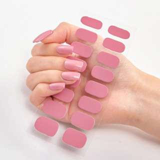 Adesivos Semi Curados De Unhas De Gel 16 Dicas Tiras Sólidas De Longa Duração Patch Slider Curadas Com Lâmpada UV Manicure