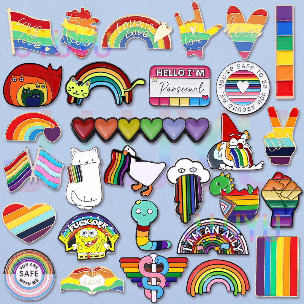 Pin Pins Esmalte Arco-Íris LGBT Broches De Gato Pato Bandeira Lapela Clouds Gesto De Vitória Crachás Jóias Presentes em Oferta na Shopee