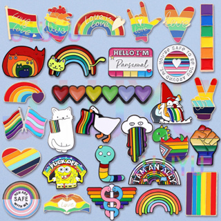 Pin Pins Esmalte Arco-Íris LGBT Broches De Gato Pato Bandeira Lapela Clouds Gesto De Vitória Crachás Jóias Presentes em Oferta na Shopee