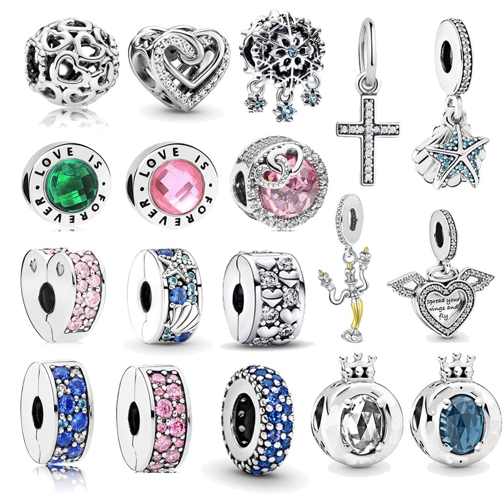 Bijuteria Encantos Diamantes De Prata 925 Fivela de Posicionamento Para Pulseira Pingente Cruz As Contas Podem Ser Abertas