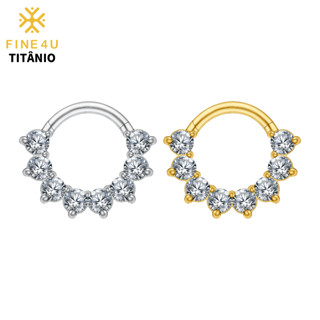 Piercing Septo Argola Titânio Cravejadas Com Zircônia 18K PVD Para Septo Daith Clicker Grau de Implante
