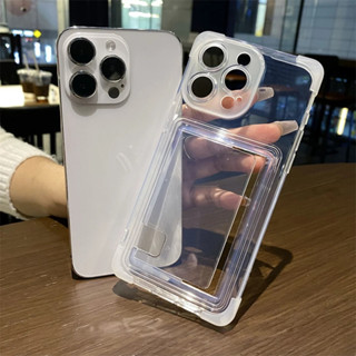 Estojo Transparente Para Porta-Cartões iPhone 15 Pro Max 14 Plus 13 12 11 15Pro 14Pro 13Pro 12Pro Acessórios Capa De Telefone Com