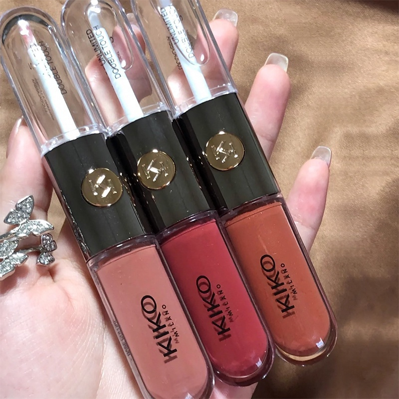 Kiko Batom/O esmalte transparente dobro do bordo da cabeça /103# batom/waterlight labial/duradouro não desvanece-se em Oferta na Shopee