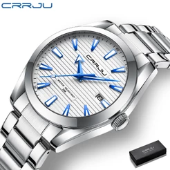 CRRJU Marca Original Relógio Masculino Retro Ponteiro Luminoso Dial De Aço Inoxidável Casual Negócios Esportes Quartzo À