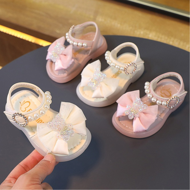 Sandálias Infantis Meninas de Verão Sapatos de Princesa de Arco para Meninas 1-5 Anos de Idade Calçados infantis
