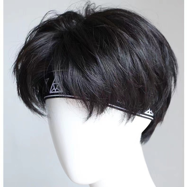 Cabeleira Masculina Peruca Coreana Versão Com Franja Curta E Lisa , natural Fofa Realista De Cabelo Liso Vermelho