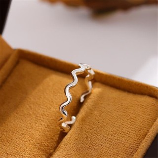Novo Estilo Anel de Prata 925 Sterling Anel de Prata Simples Moda Moda Simples Doce Brilho Torcido Personalidade Criativa Pequena Onda Geométrica Aberta Anel Aberto Feminino Jóias de Prata Acessórios de Anel Ajustável CR085