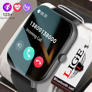 LIGE Original Novo Relogio Inteligente BT Chamada De Pressão Arterial Full Touch Fitness Tracker Vida À Prova D