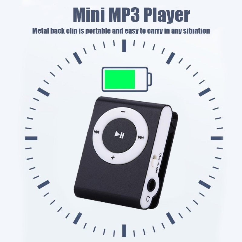 Mini MP3 Player Metal Clip on Com Suporte De Tela LCD Micro TF/SD Slot/FM