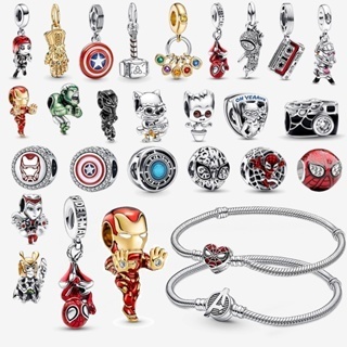 Bijuteria Homem Aranha Prata 925 Pulseira Braceletes Berloque Pingente Charmes Coração Aberto Fivela Universo