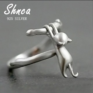 Simples Moda Fofa 925 Sterling Silver Cat Aberto Anel Fêmea LR001 em Oferta na Shopee