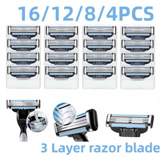 16PCS/12PCS/8PCS/4PCS Substituição Para Mach 3 Lâminas De Barbear Masculinas Refil De Cartuchos