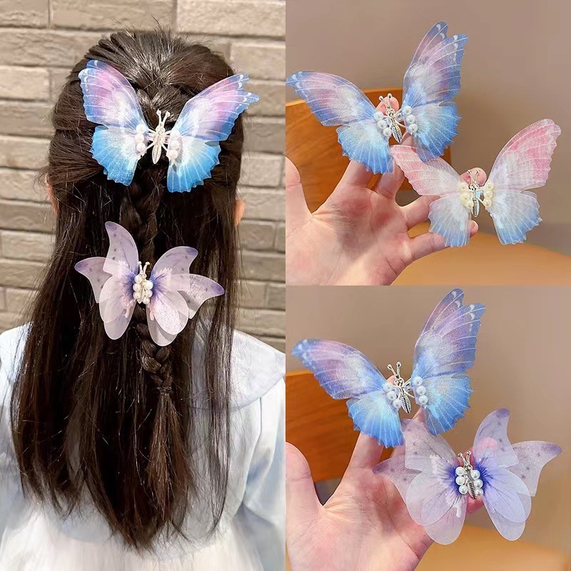 FLYTOP Acessórios Para Cabelo Borboleta Grampos De Em Laço Coloridos E Doces Fofo em Oferta na Shopee